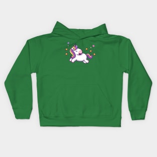 Cute Unicorn With Coin Cartoon Kids Hoodie